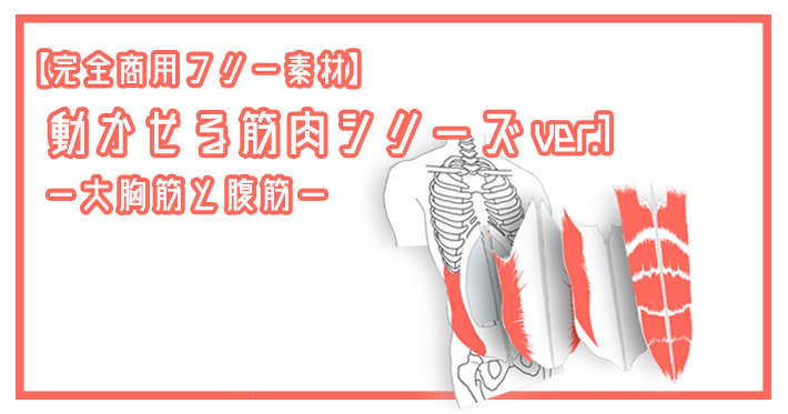 【完全商用フリー素材】動かせる筋肉シリーズver.1ー大胸筋と腹筋ー