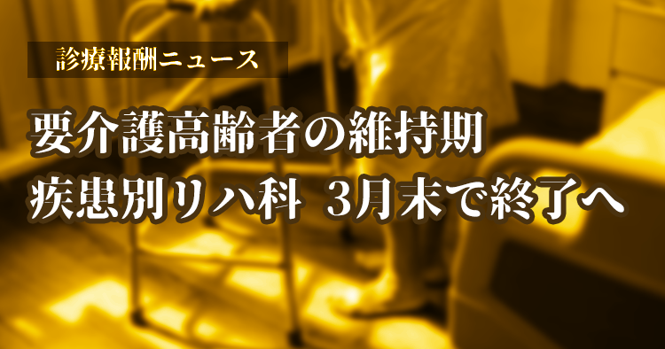 要介護高齢者の維持期【疾患別リハ科】 3月末で終了へ｜厚労省