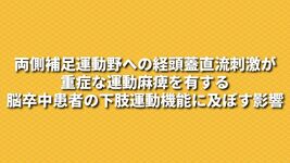 両側補足運動野への経頭蓋直流刺激が重症な運動麻痺を有する脳卒中患者の下肢運動機能に及ぼす影響