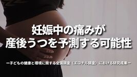 「妊娠中の痛みが産後うつを予測する可能性」 子どもの健康と環境に関する全国調査（エコチル調査）における研究成果