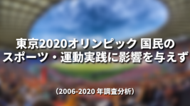 東京2020オリンピック 国民のスポーツ・運動実践に影響を与えず（2006-2020 年調査分析） ――レガシー実現に向けた戦略的な身体活動促進の取り組みが必要――