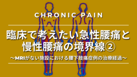 臨床で考えたい急性腰痛と慢性腰痛の境界線②～MRIがない施設における腰下肢痛症例の治療経過～