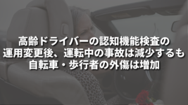 高齢ドライバーの認知機能検査の運用変更後、運転中の事故は減少するも自転車・歩行者の外傷は増加