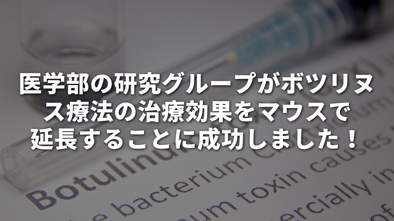 医学部の研究グループが、ボツリヌス療法の治療効果をマウスで延長することに成功しました！