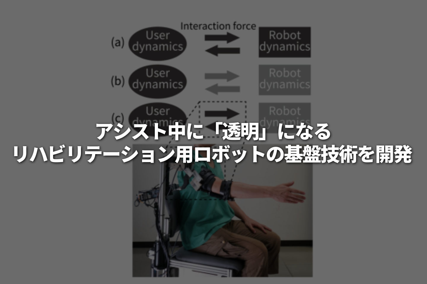 アシスト中に「透明」になるリハビリテーション用ロボットの基盤技術を開発