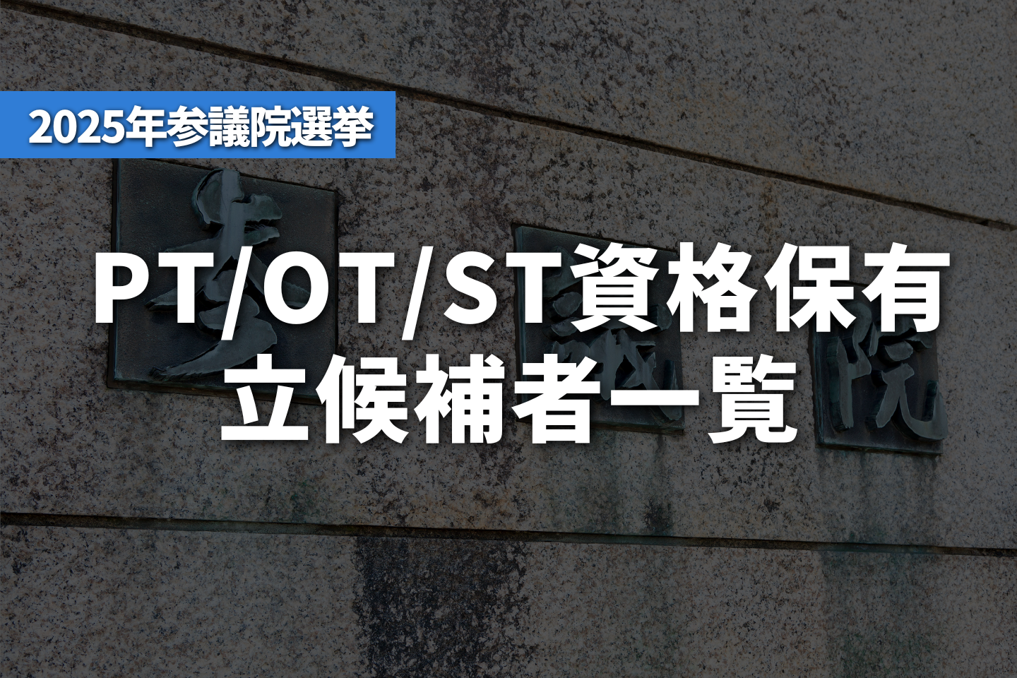 2025年参議院選挙 PT/OT/ST資格保有立候補者一覧