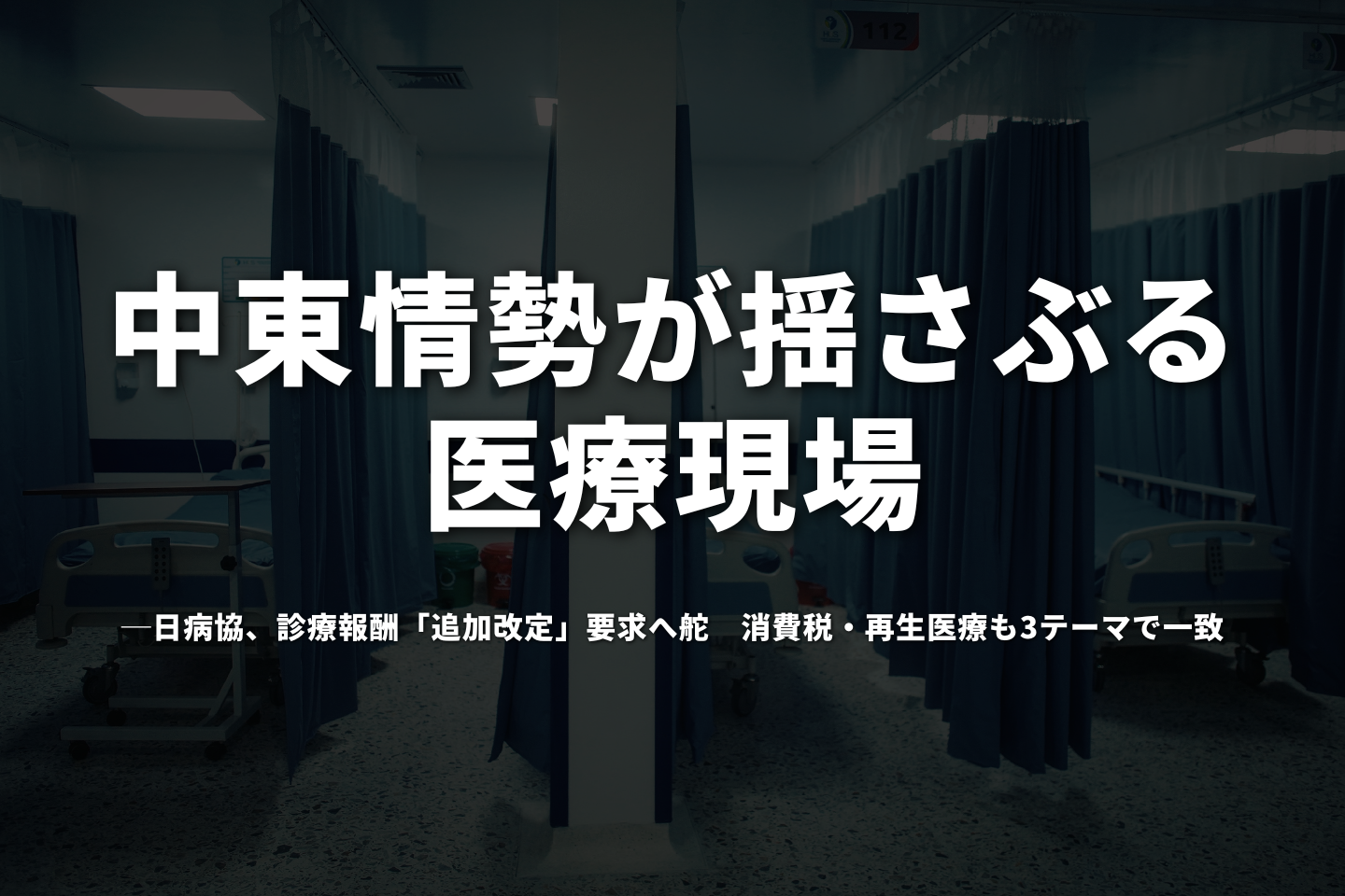 中東情勢が揺さぶる医療現場──日病協、診療報酬「追加改定」要求へ舵　消費税・再生医療も3テーマで一致