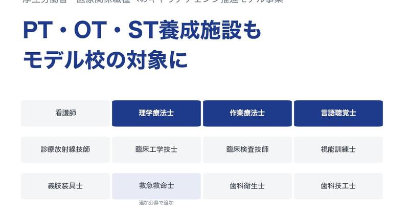 PT・OT・ST養成施設も対象 他職種の養成課程受講を支援 | 理学療法士
