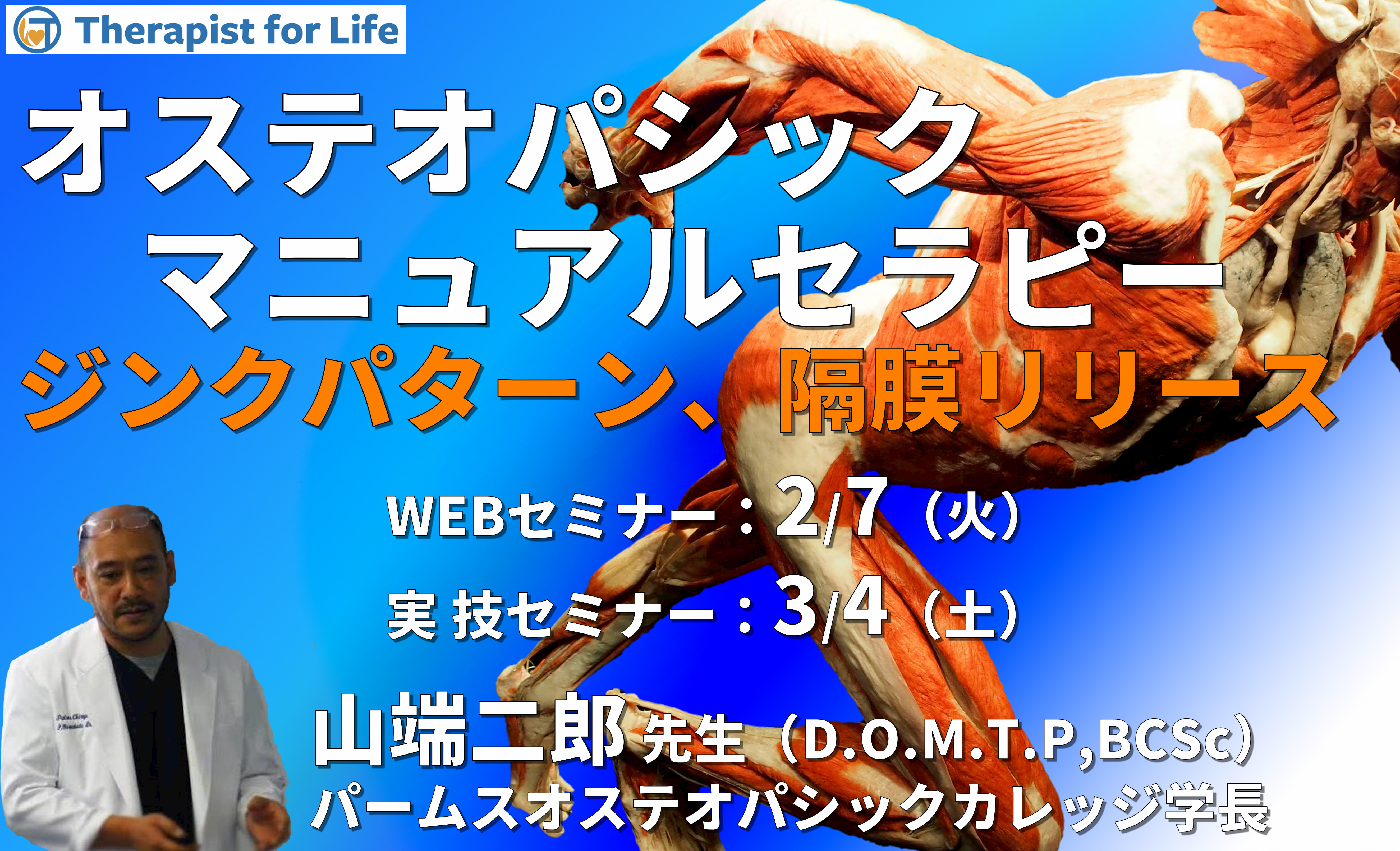 ※対面実技あり【オステオパシックマニュアルセラピー】第1回:姿勢分析・全体評価(ジンクパターン)、筋膜・隔膜リリース、靭帯性ストレイン(ボウストリング)