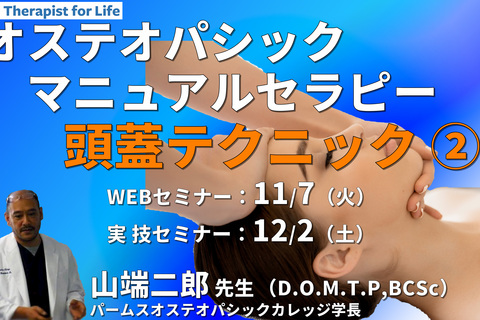 ※対面実技あり【オステオパシックマニュアルセラピー】第10回：頭蓋テクニック２（側頭骨、頭頂骨、前頭骨 etc.）