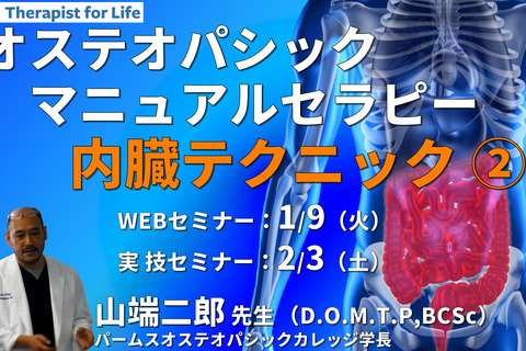 ※対面実技あり【オステオパシックマニュアルセラピー】第12回：内臓テクニック２（腎臓、胃、腸、胸郭 etc.）