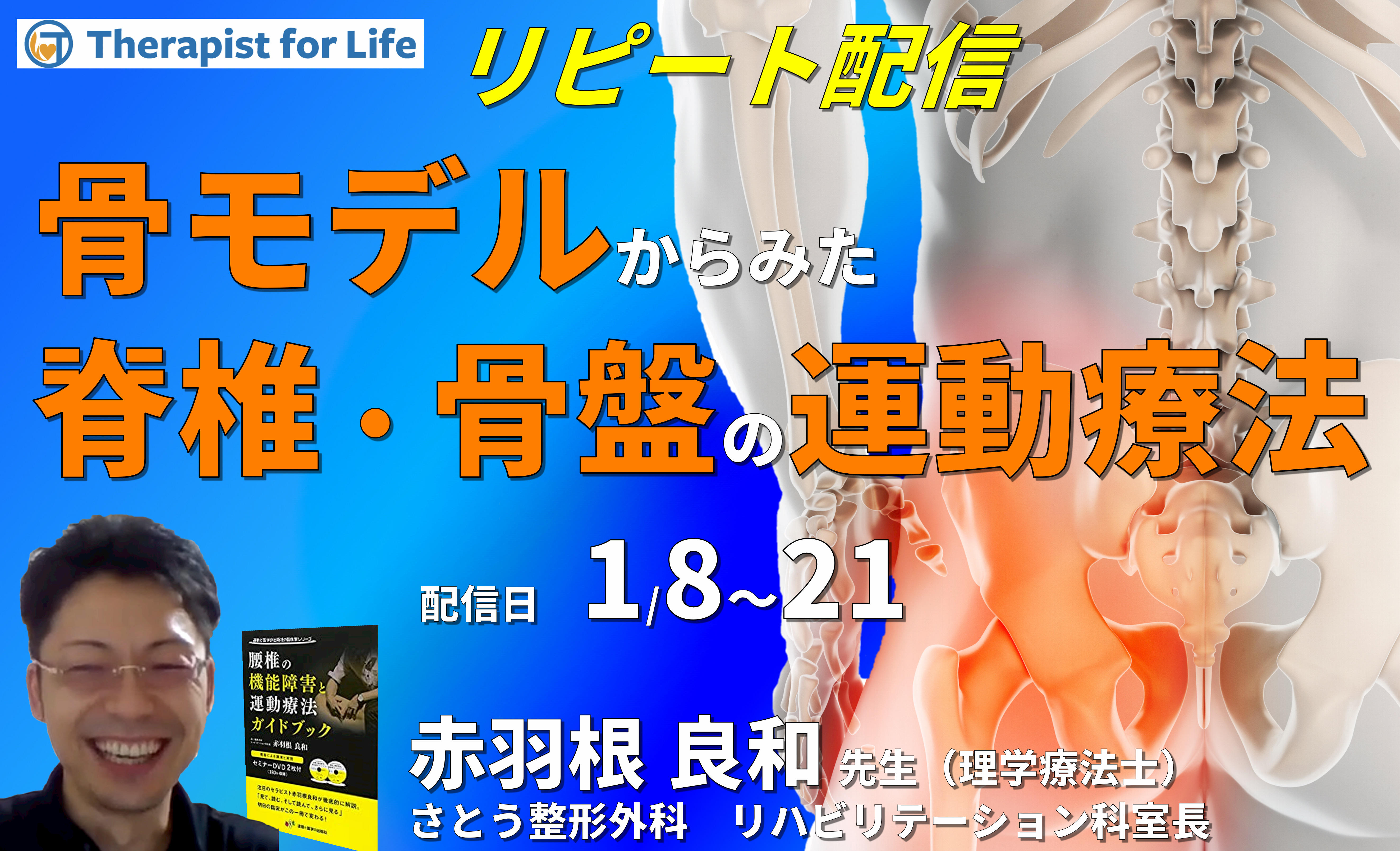 骨モデルからみた脊椎・骨盤の評価と運動療法　講師：赤羽根良和先生