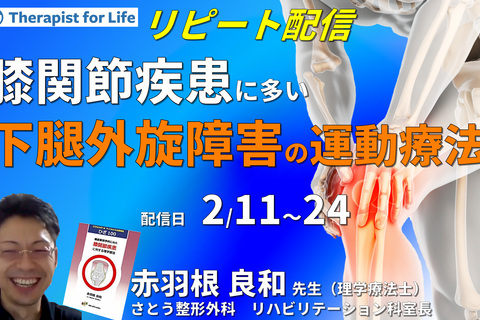 膝疾患に多い下腿の外旋障害に対する理学療法　講師：赤羽根良和先生