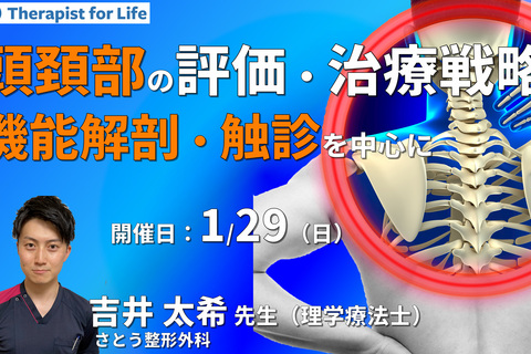 （全2回）頭頚部の痛みと機能障害に対する考え方と治療戦略1～機能解剖、触診を中心に～　講師：吉井太希先生
