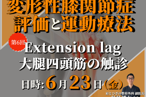 変形性膝関節症の評価と運動療法⑥/Extension lagについて/講師:丹羽雄大先生【コースの途中でも参加可能！！】