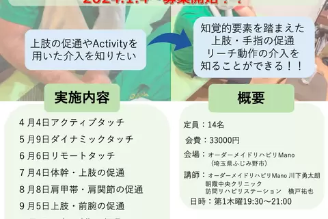 ２０２４年　上肢機能９ヶ月コース　オーダーメイドリハビリManoナイトセミナー