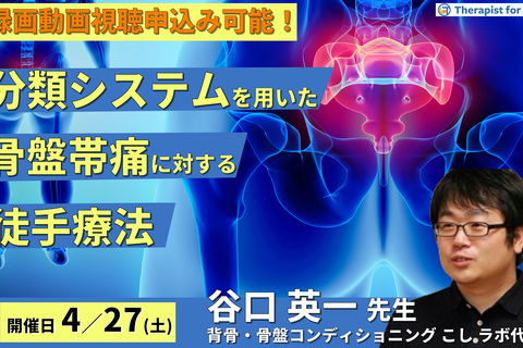 分類システムを用いた骨盤帯痛に対する評価と治療～仙腸関節モビライゼーション、過緊張筋へのアプローチなど～　講師：谷口英一先生
