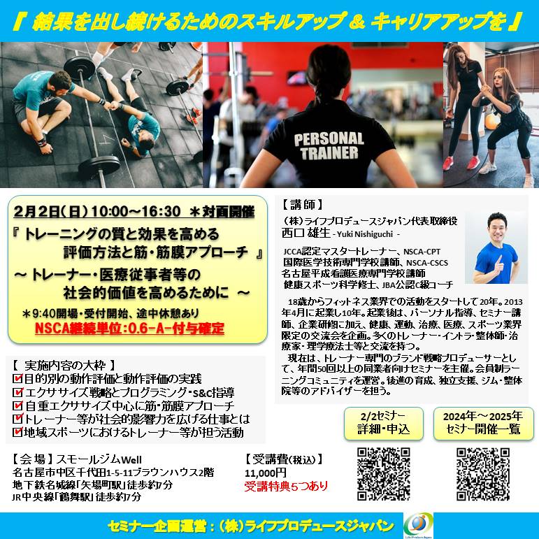 トレーニングの質と効果を高める評価方法と筋・筋膜アプローチ 