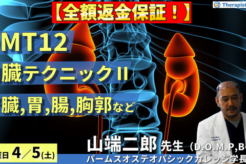 【全額返金保証付き】OMTコース：内臓テクニック２（腎臓、胃、腸、胸郭 etc.）　講師：山端二郎先生
