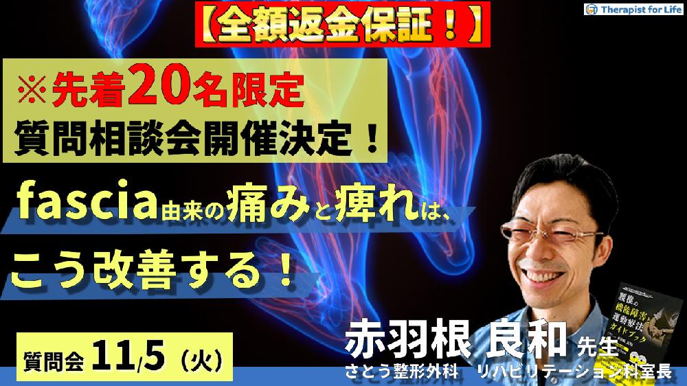 【※締切り間近】全額返金保証付き【講義動画視聴+質問相談会】下肢神経(fascia)に由来する痛みとしびれは、こう改善する~区画内圧と粘性抵抗を見極める!〜 講師:赤羽根良和先生
