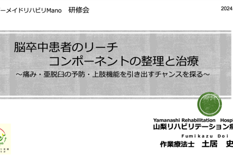 脳卒中患者のリーチ　コンポーネントの整理と治療〜痛み・亜脱臼の予防・上肢機能を引き出すチャンスを探る〜