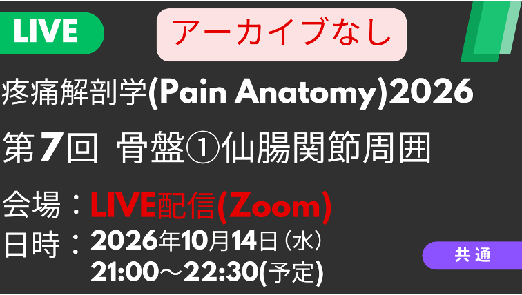 疼痛解剖学2026<LIVE配信>骨盤①：仙腸関節周囲の神経触診